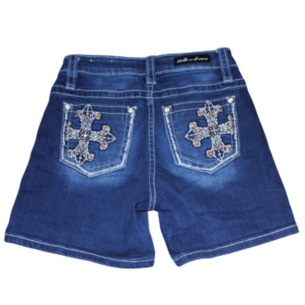 Y2K Style Mid Rise Embroidered Rhinestone Denim Shorts 5/27